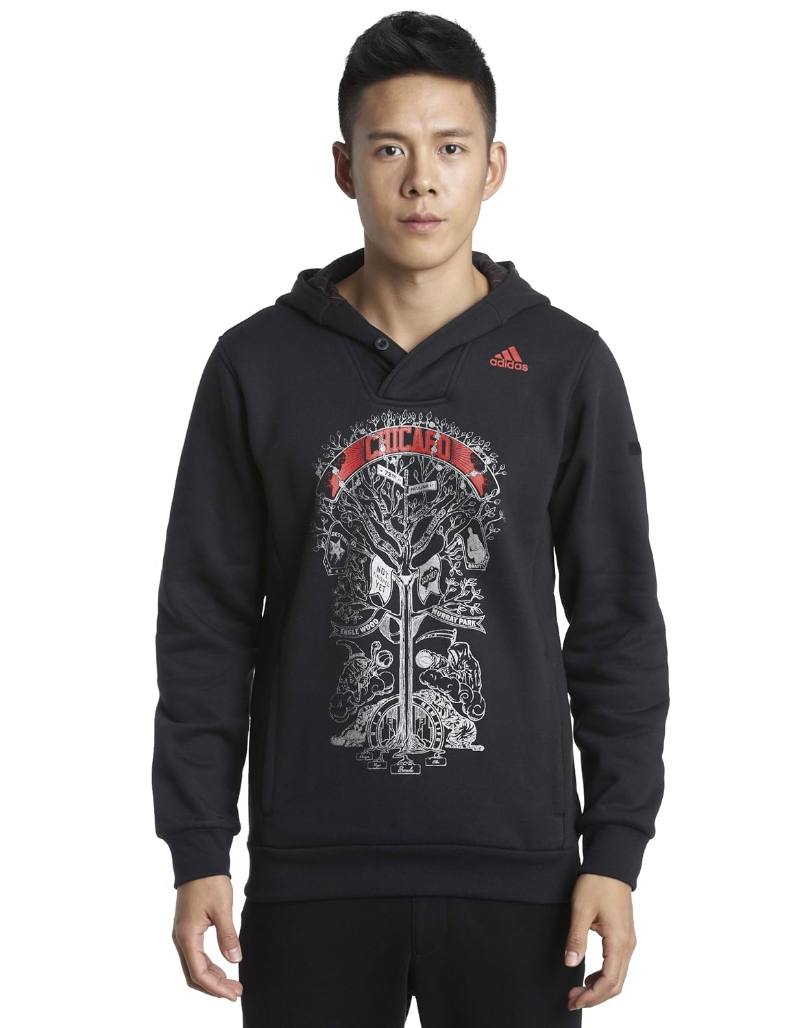 adidas 阿迪达斯 basketball 罗斯连帽套衫 x74415 男式 黑/红sld xl