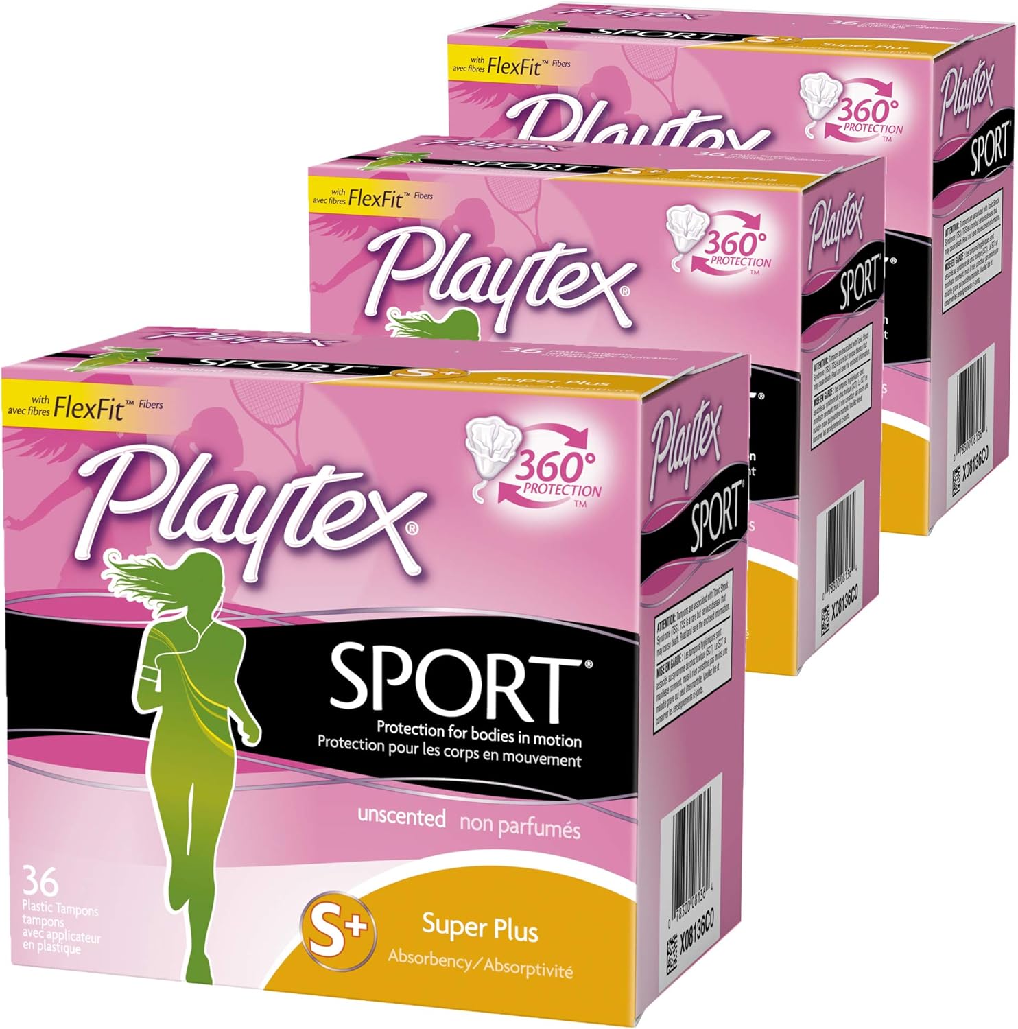 playtex 运动卫生巾,*吸收,无香型 - 36 片(3 件装): 亚马逊中国: 个