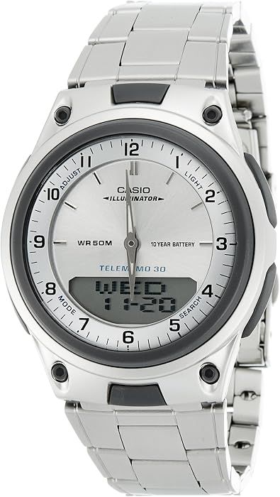 casio 卡西欧 combination系列10年电池银色男表 aw-80d-7avdf