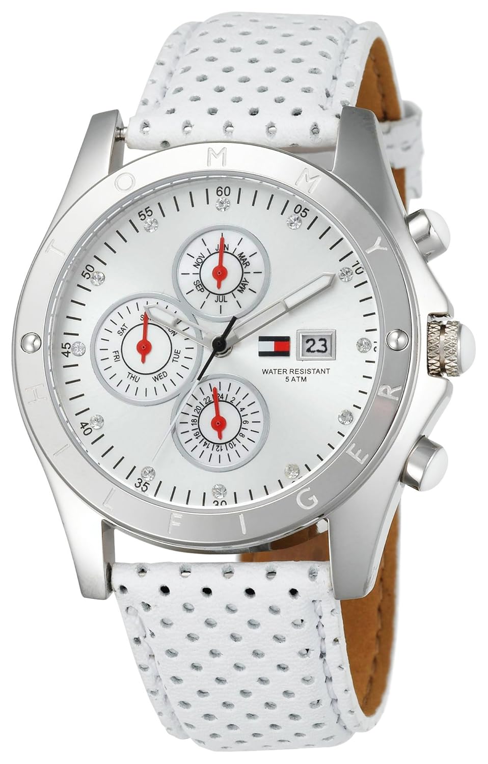 tommy hilfiger 女式1780815白色皮革表带手表