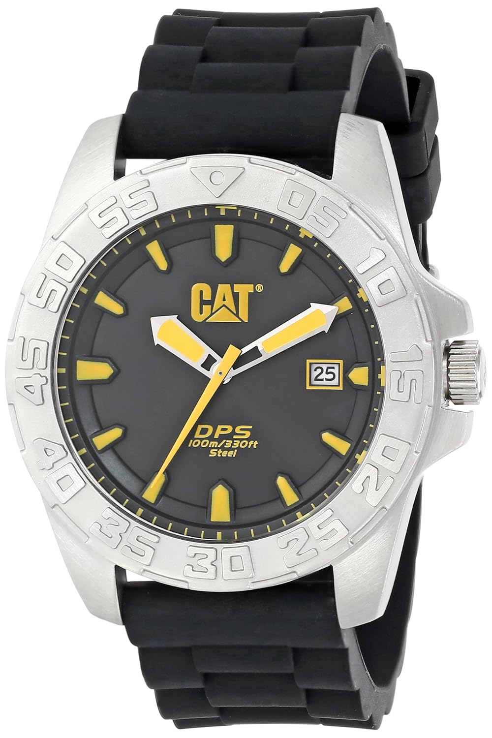 cat watches mens pn14121124 dps date black and yellow analog