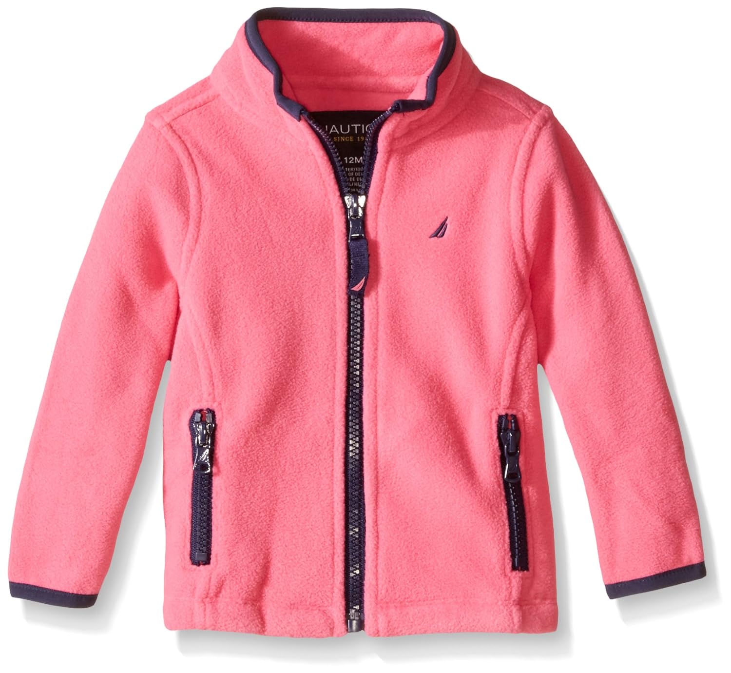 nautica baby girls fleece jacket with contrast piping
