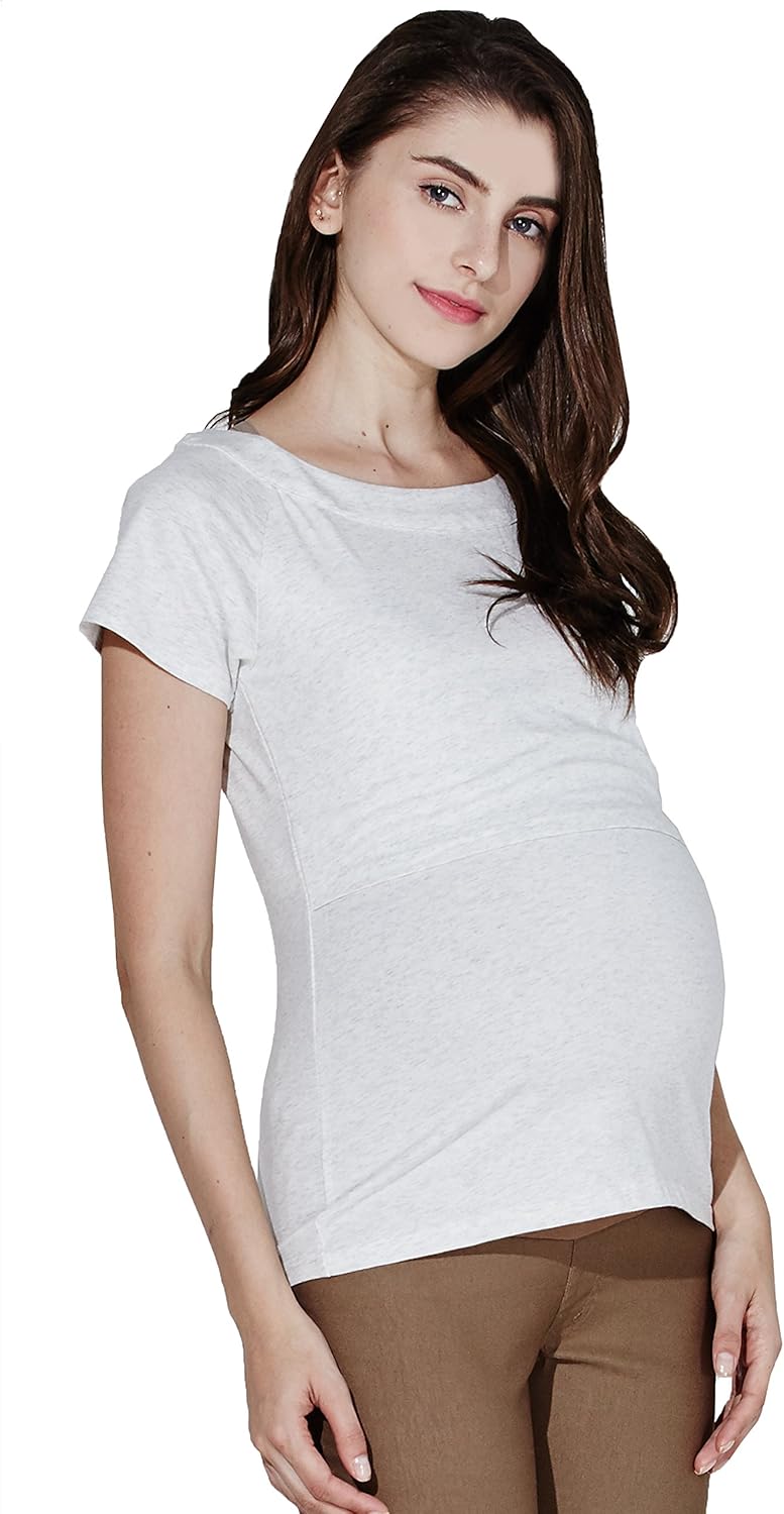 sweet mommy 孕期护理短袖 t 恤 heather white medium