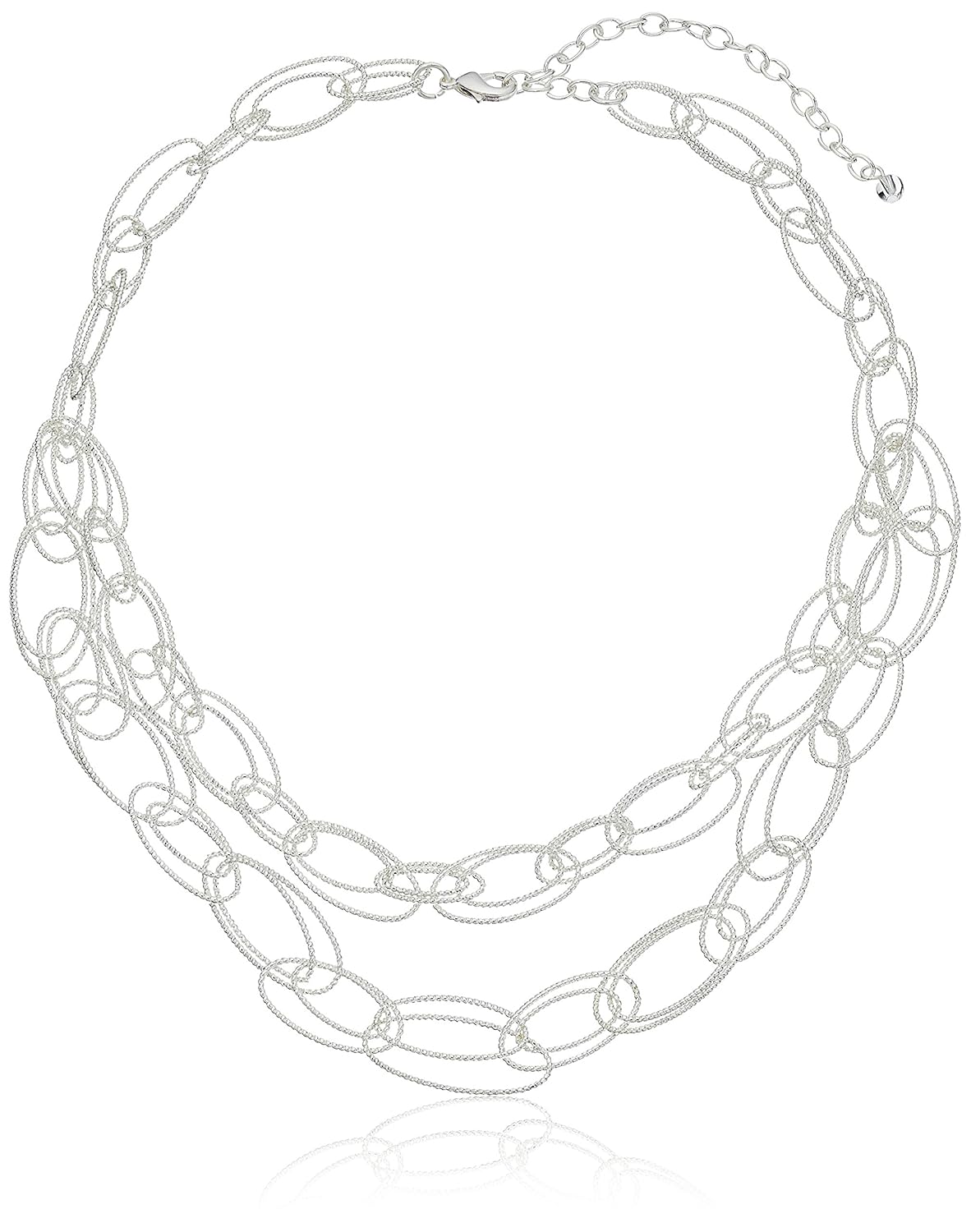 napier " silver 闪亮链接 " 银色两排纹理链子项圈项链,45.