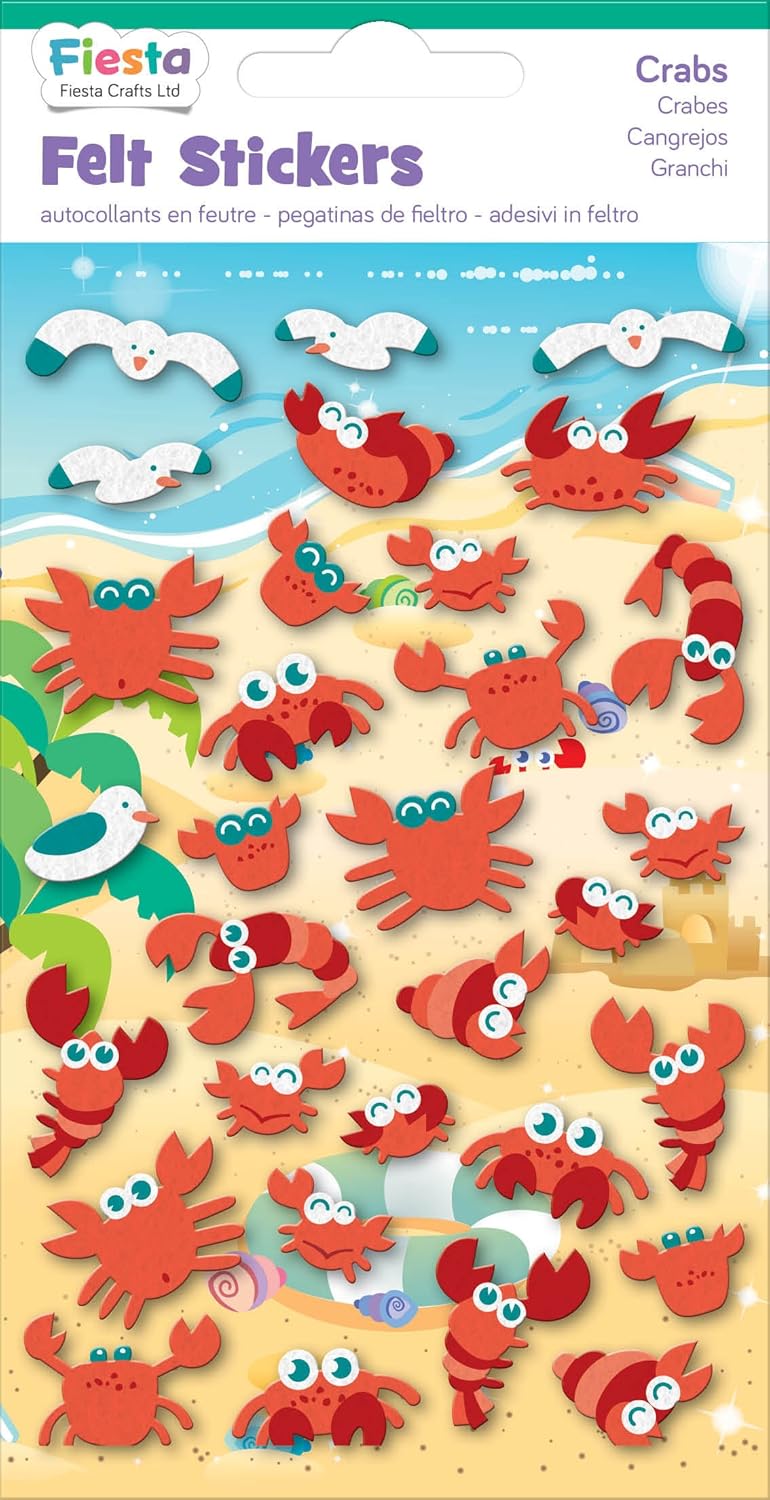 fiesta crafts 螃蟹毛毡贴纸 - 6 件装