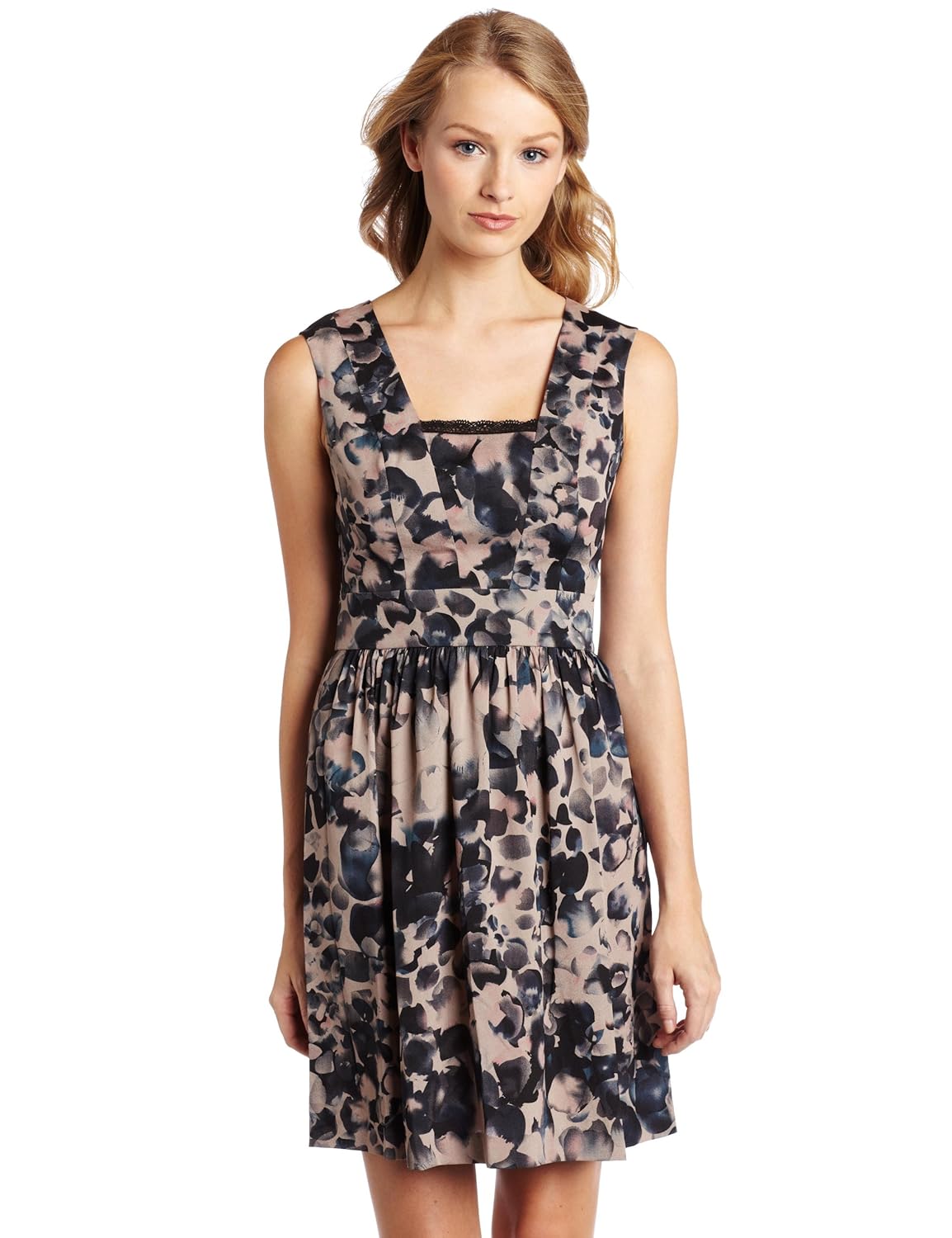 kensie 女式 waterbrushed 斑点连衣裙 black multi large