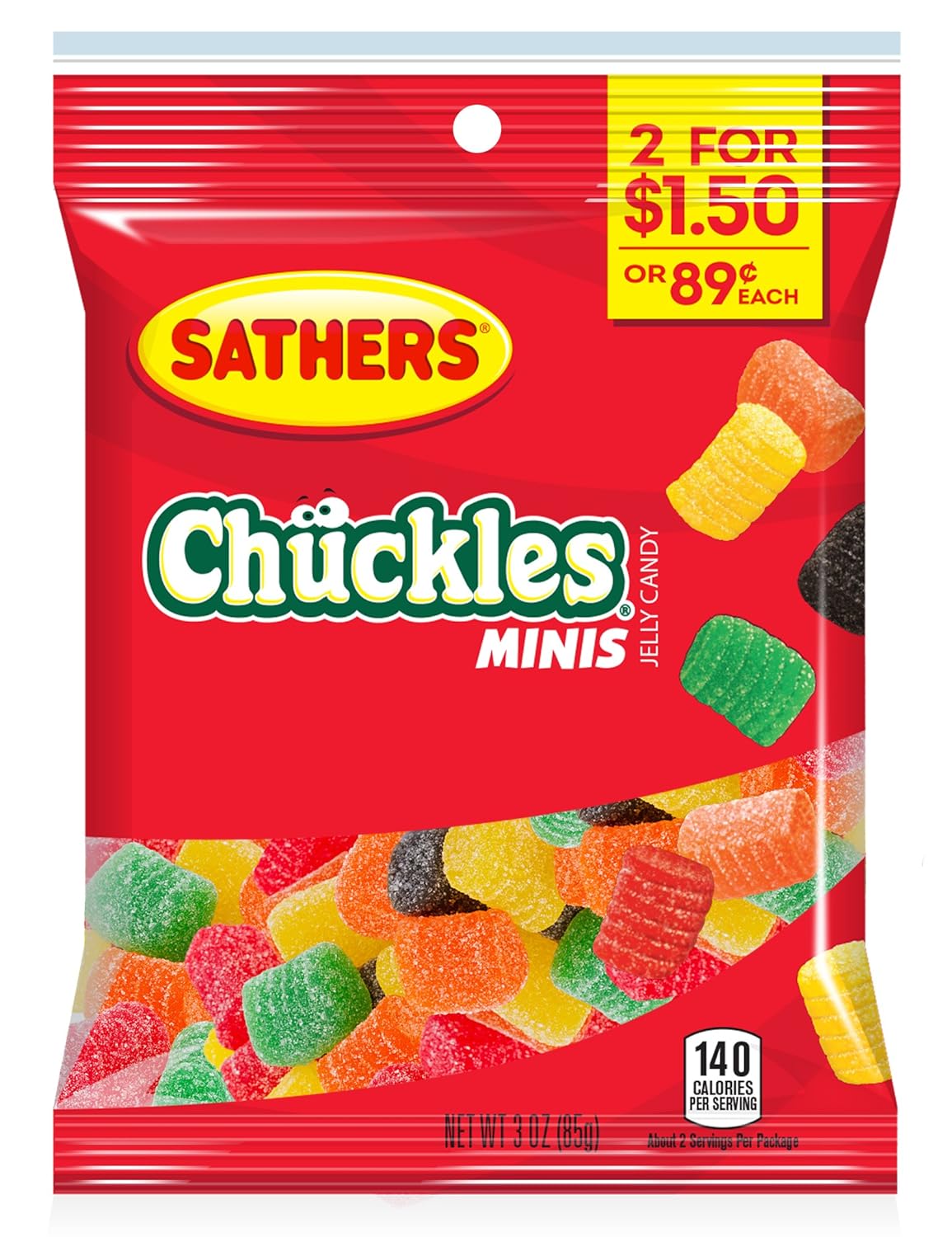 sathers mini chuckles, 3 ounce bag, pack of 12