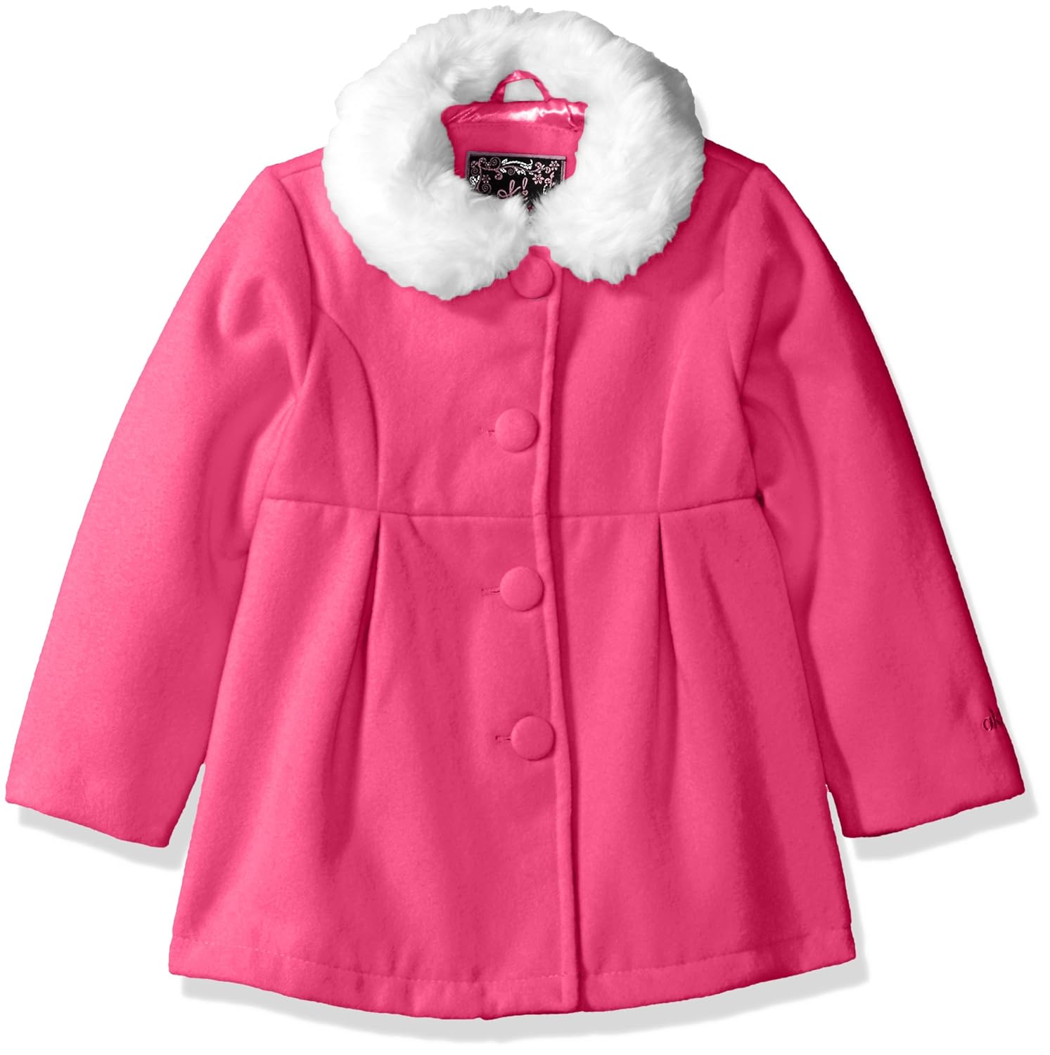 ok 儿童女童羊毛外套,人造毛皮装饰