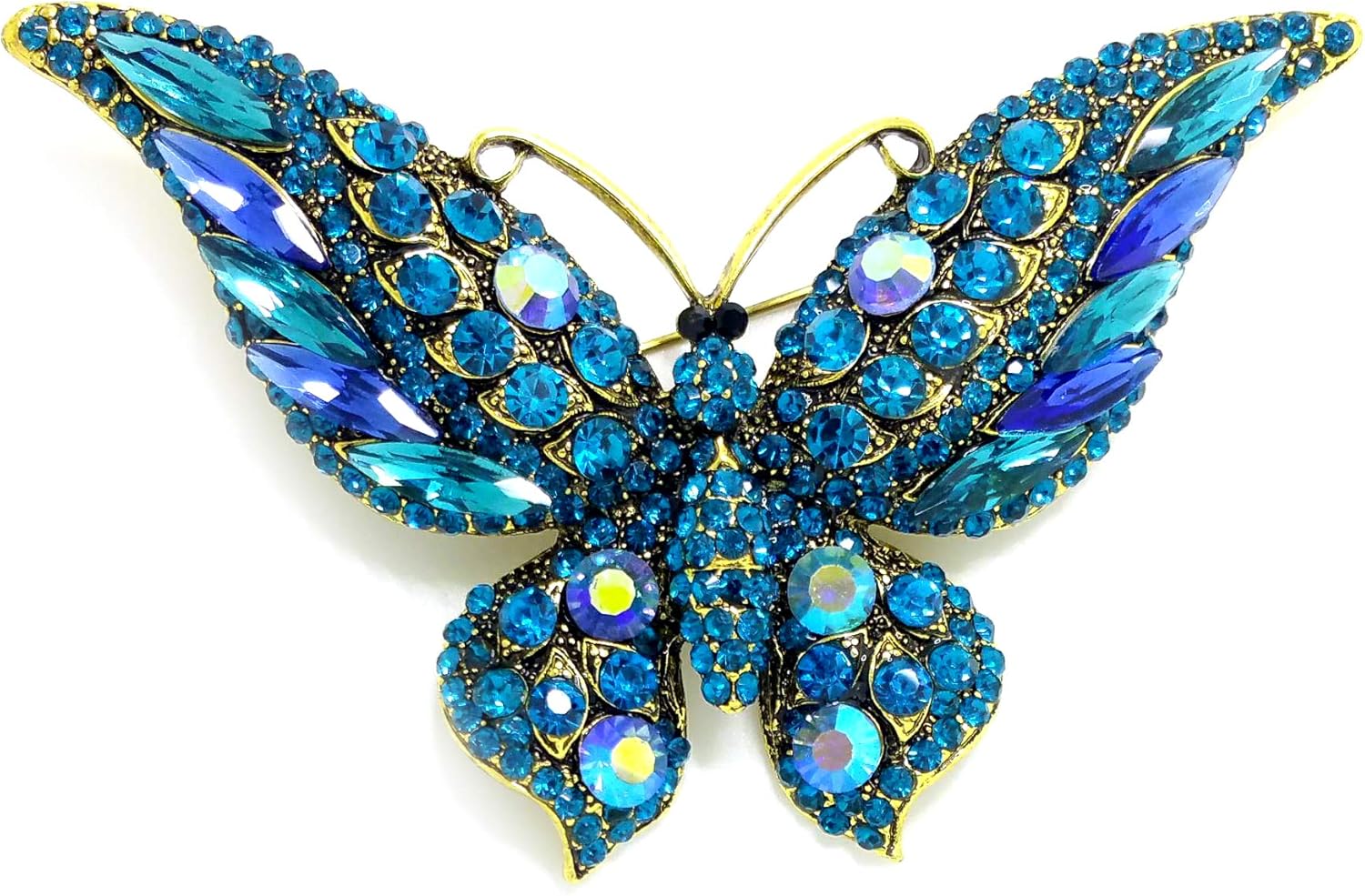 joji boutique 大号金色和活力蓝*水晶蝴蝶别针/胸针