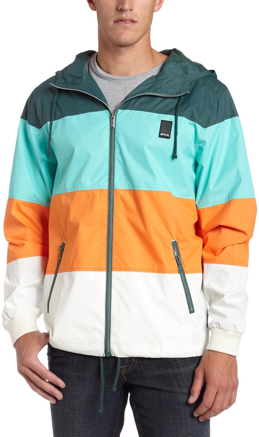 rip curl 男式 blockage 连帽夹克 forest green x-large