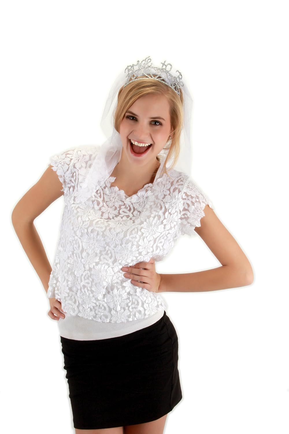 elope bride to be veil 闪亮皇冠 银色 one size: 亚马逊中国: 服饰