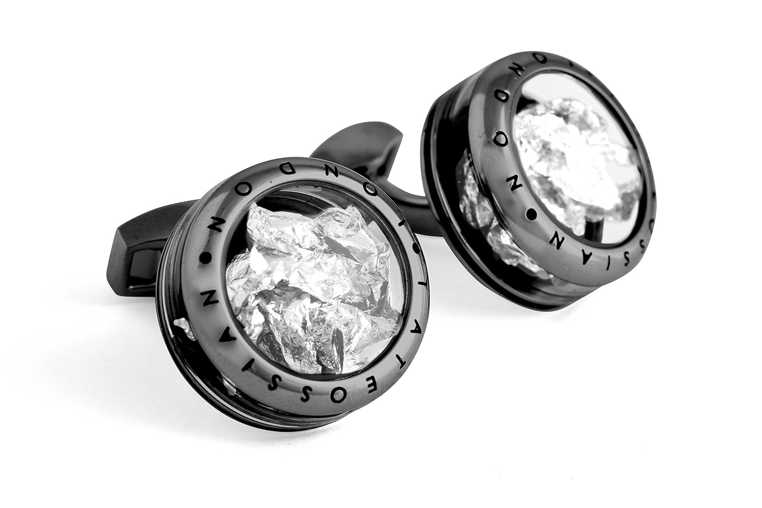 tateossian 男式灰色 panorama 珍贵叶袖扣 cl6640