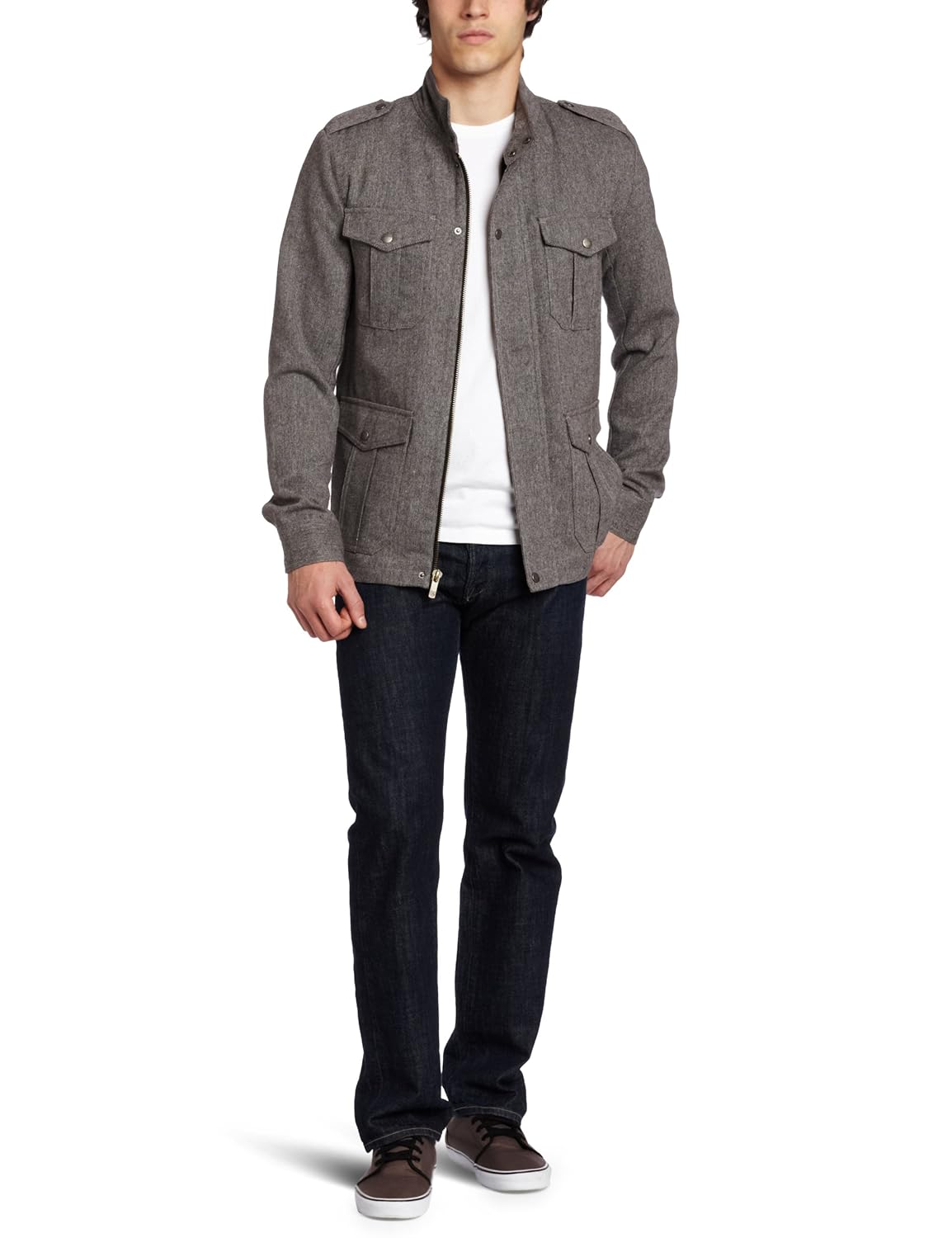 brixton 男式 debaser 复古军装夹克 灰色 small