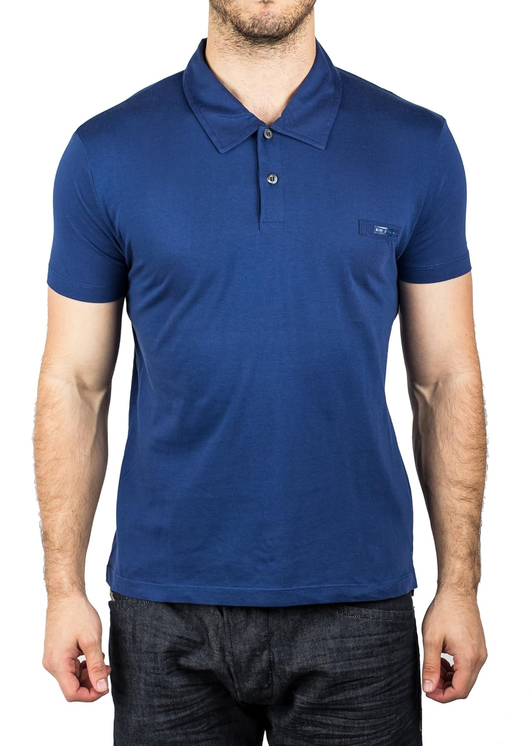 mens jersey sport pima cotton slim fit polo shirt indigo blue