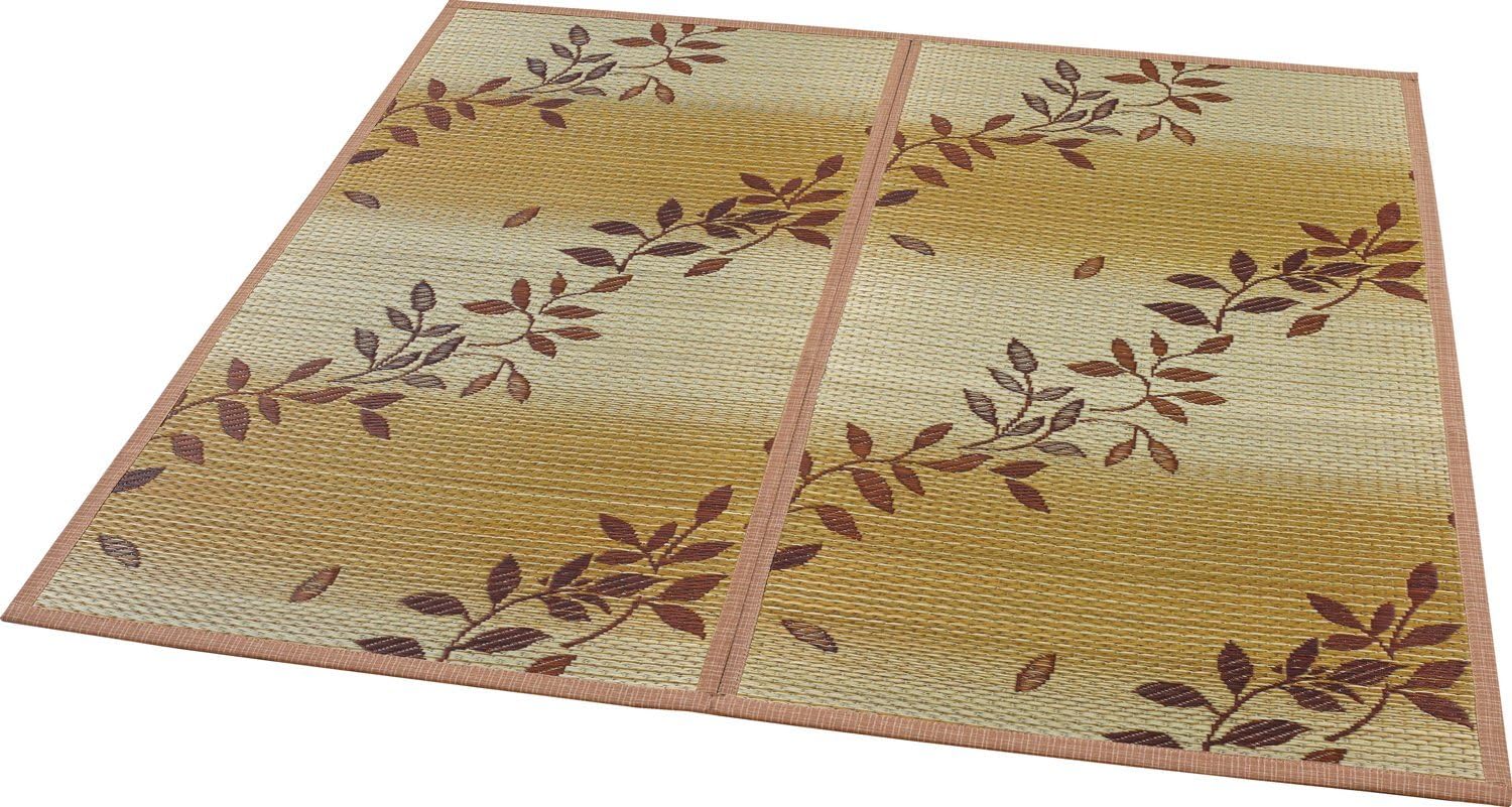 大岛屋 灯心草 花 凉席 现代树叶 江户间 贴里 棕色 约261×261cm