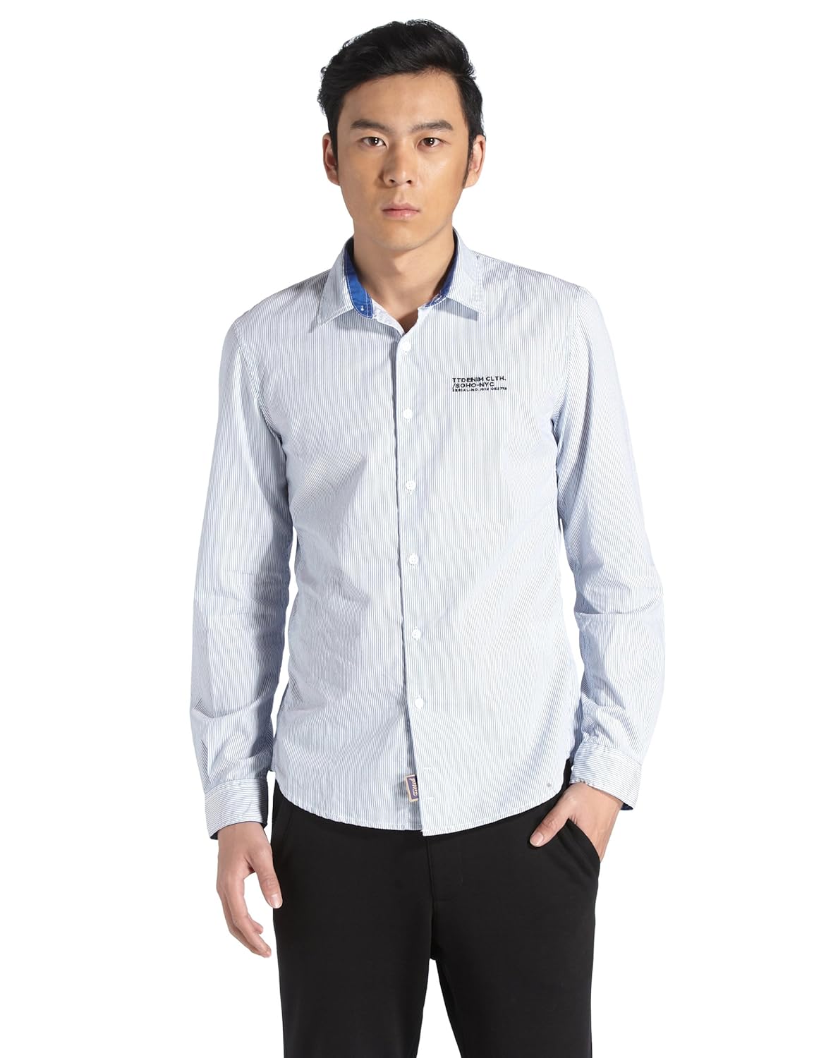 tom tailor 汤姆泰勒 年轻牛仔系列 男式 长袖衬衫 青蓝 180/100a