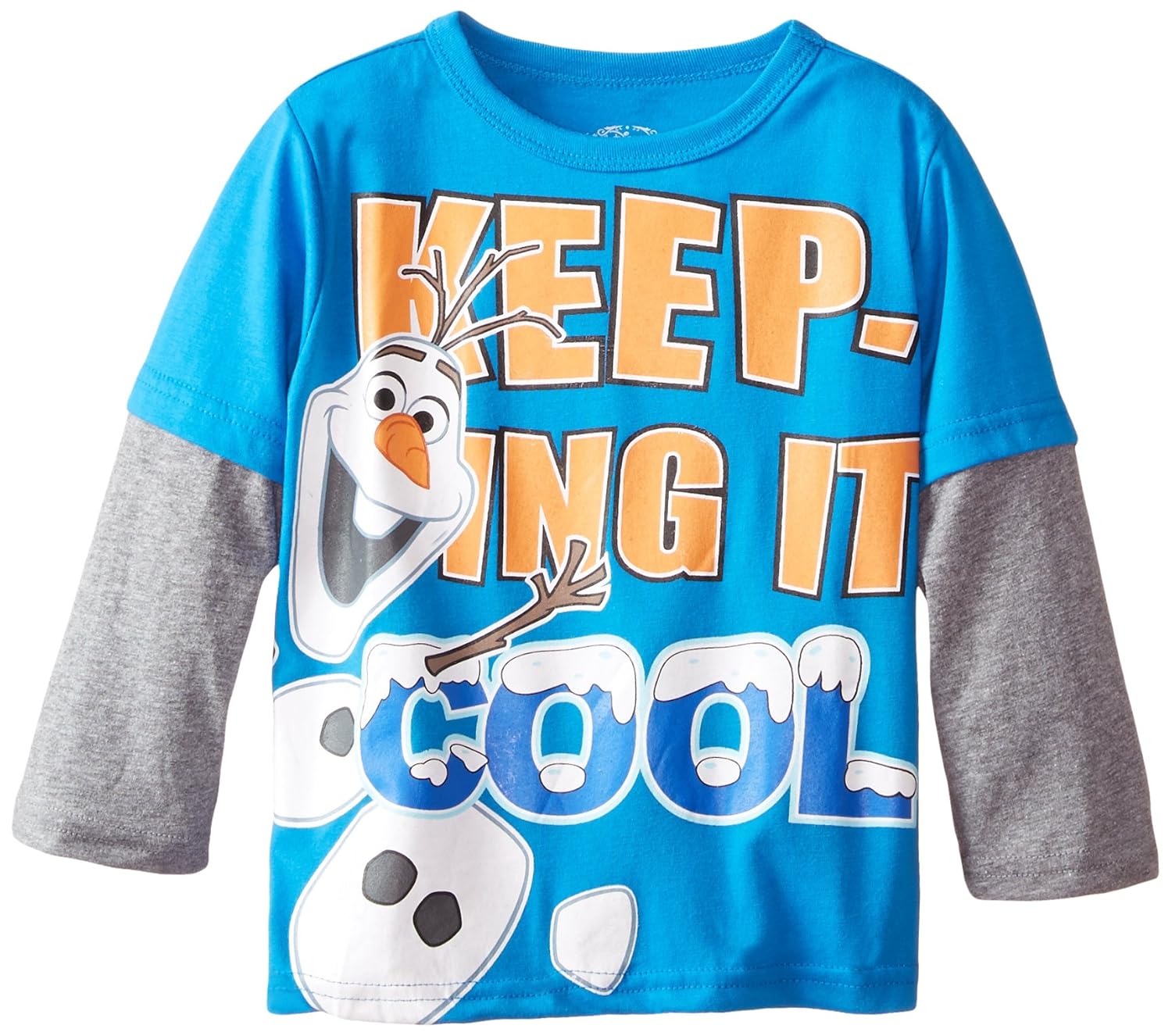 frozen olaf made of awe-some long sleeve twofer, french blue, 2t