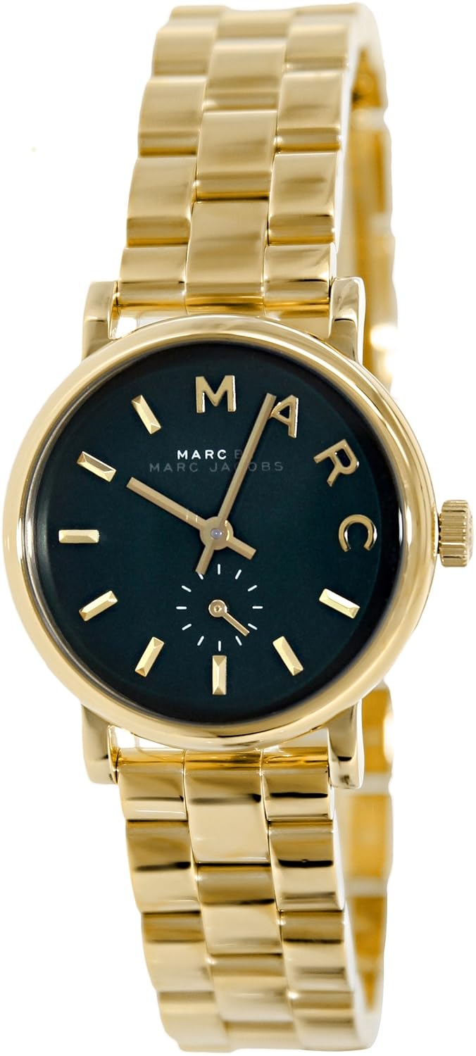 marc by marc jacobs baker 迷你绿色表盘金色女式手表 mbm3249