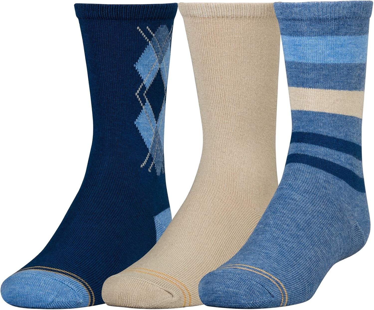 gold toe big boys three-pack fashion dress crew socks