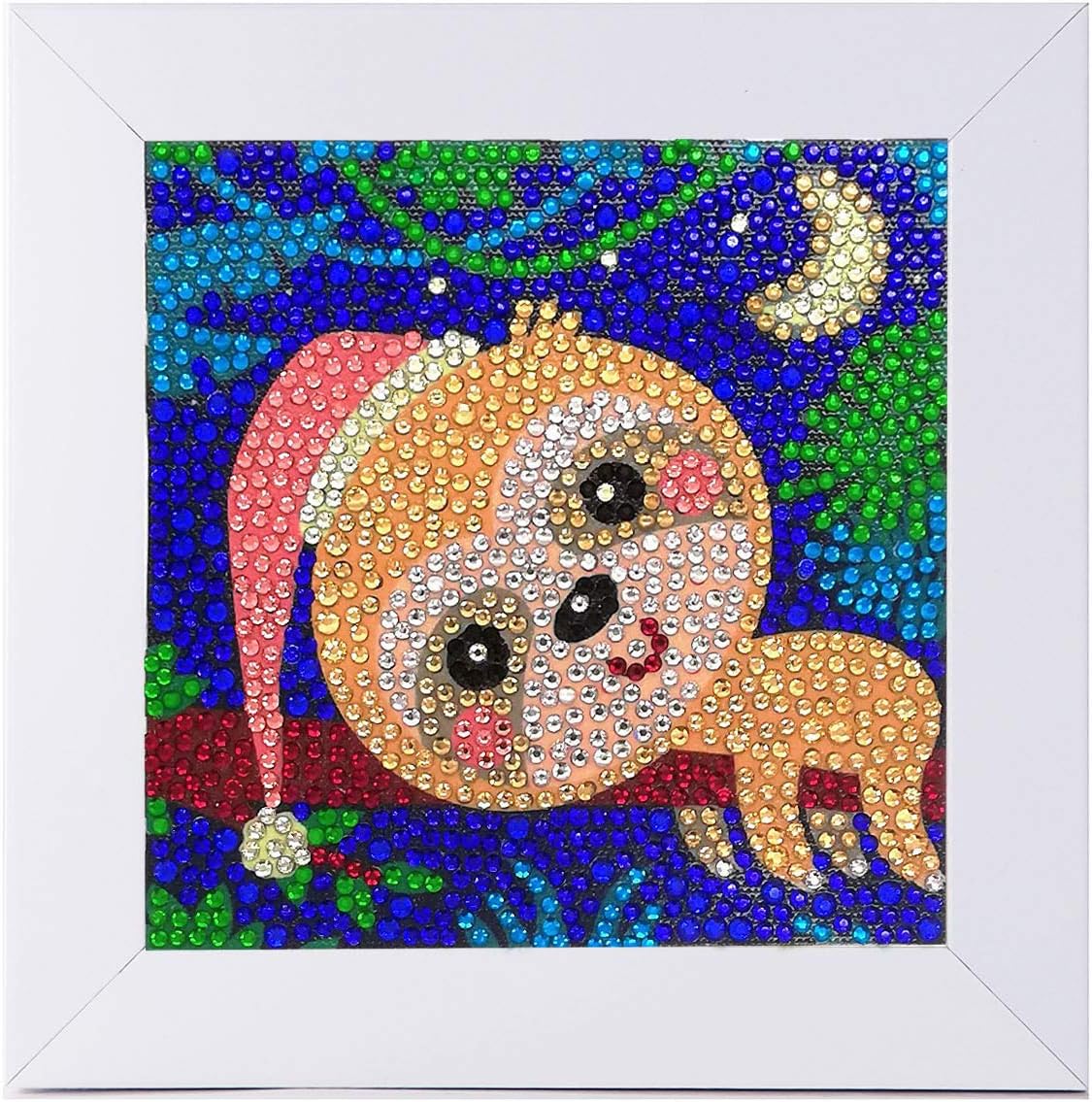 lan whale easy 3d 儿童钻石绘画套件,全钻画数字套件带木框 - 松鼠