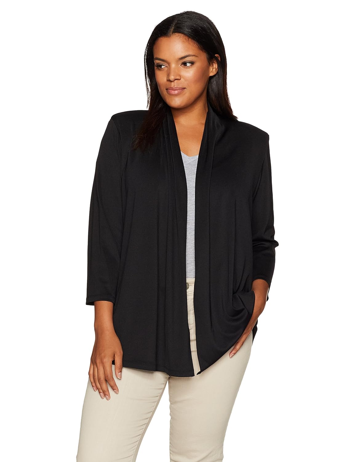 kasper 女士加大码 3/4 袖开衫后背腰部细节