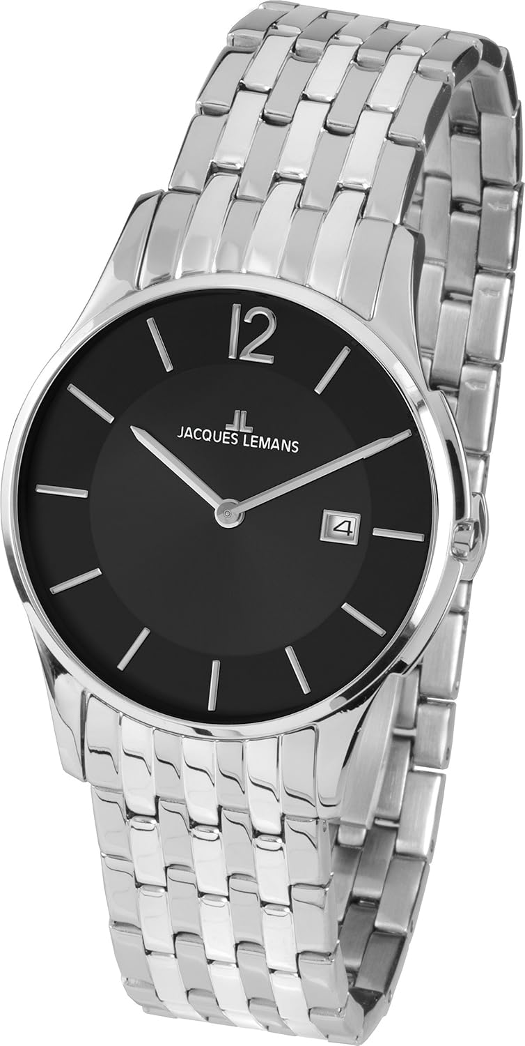 jacques lemans 中性石英手表不锈钢表带 1-1852e