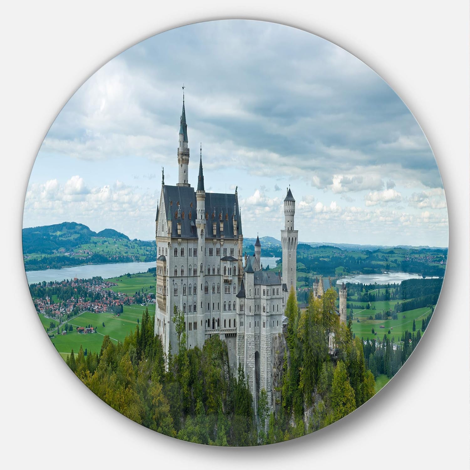 designart mt7016-c23 城堡 neuschwan 景观照片圆形壁画,58.42 x 58.