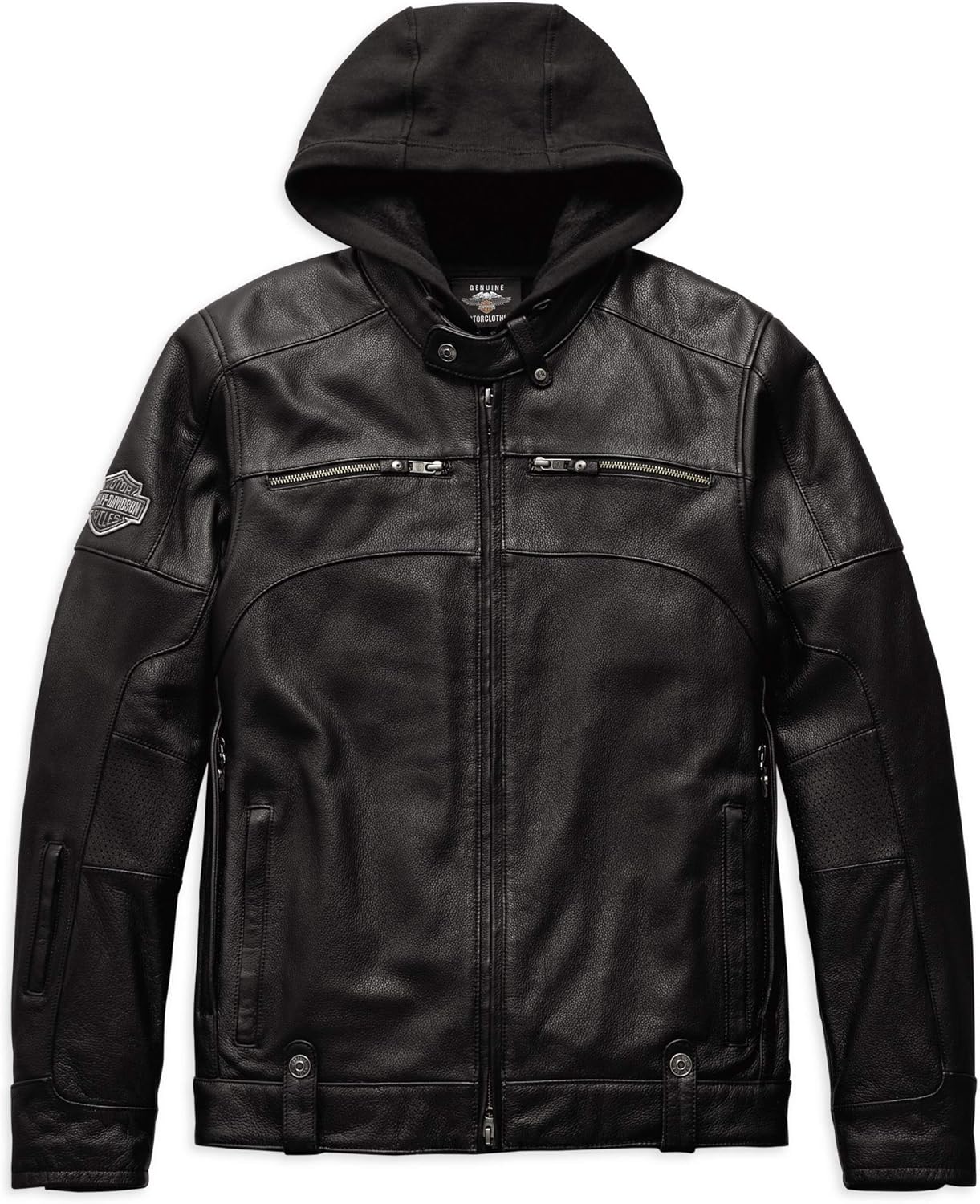 harley-davidson 官方男式摇臂三合一皮夹克,黑色