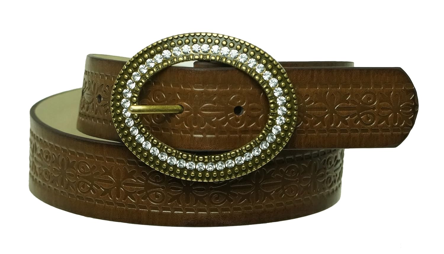 style & co . 女式压花西裤腰带棕色大号