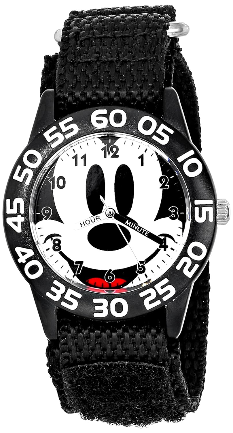 disney kids w001213 mickey mouse time teacher watch with nylon