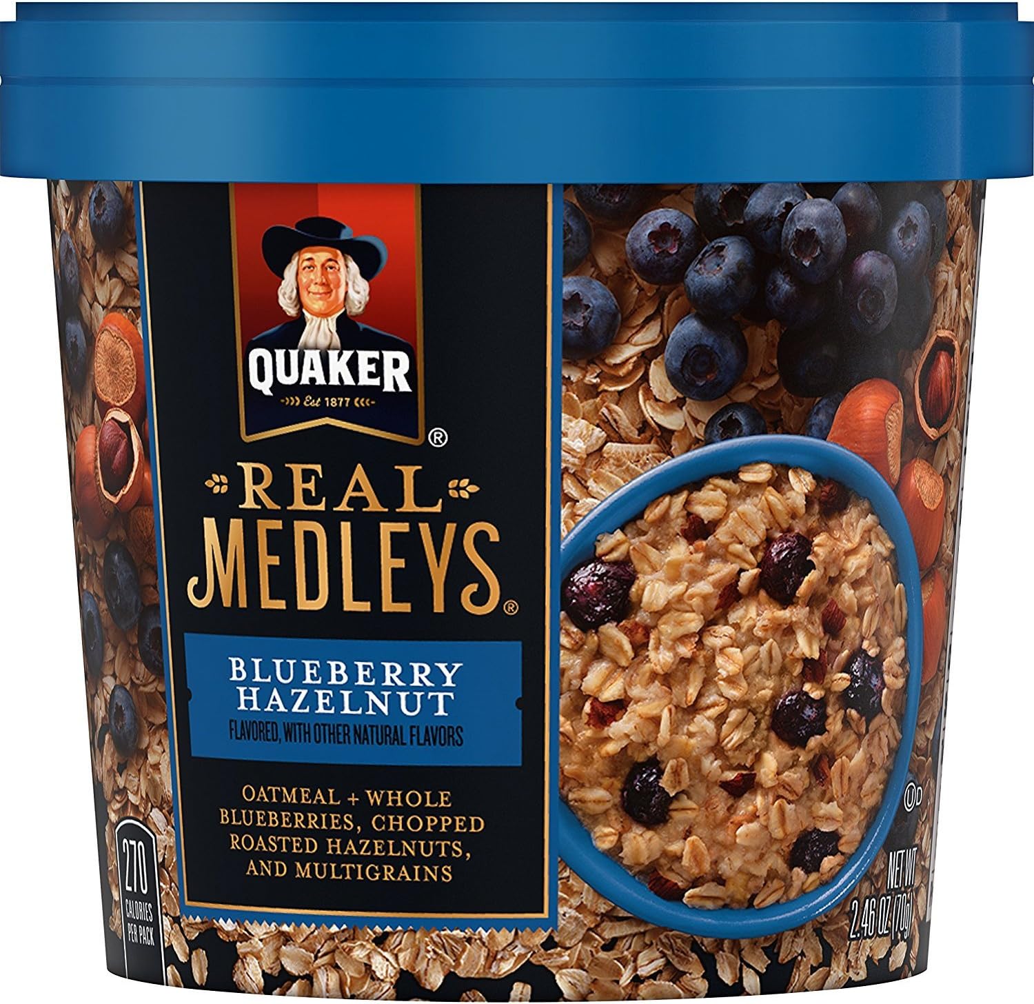quaker real medleys oatmeal , blueberry hazelnut, instant
