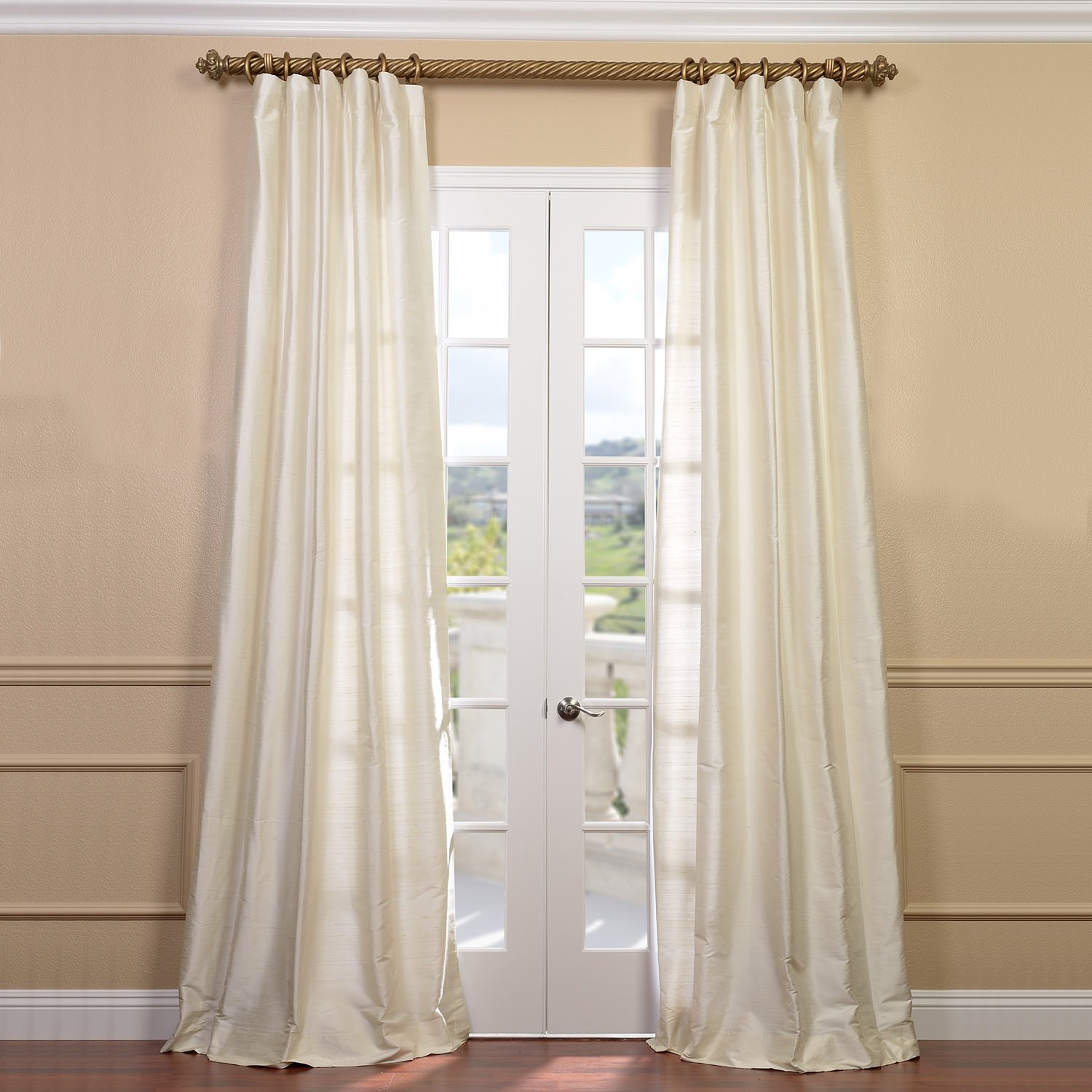 half price drapes 珍珠质双宫绸窗帘 珍珠白 50 x 120 dis-id7727