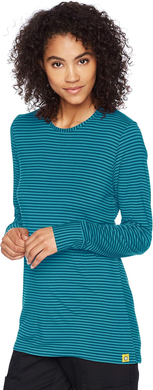 wonderwink 女式长袖条纹 t 恤