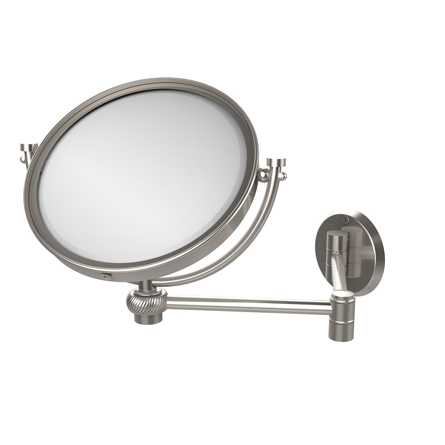 32cm 壁挂式扩展化妆镜 2x 放大,扭转装饰 亮灰色(satin nickel) 8"d