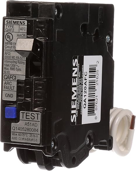 Siemens Qa120afc 20 Amp Single Pole 120 Volt Plug On Combination