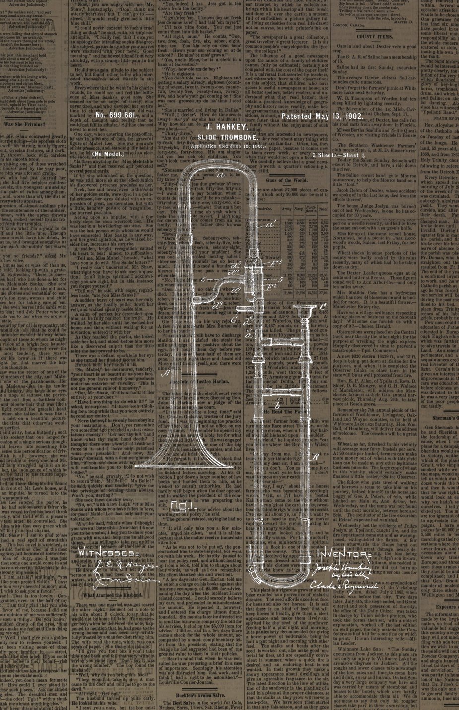 the original ready to frame 装饰长号经典音乐黄铜11英寸17艺术海报
