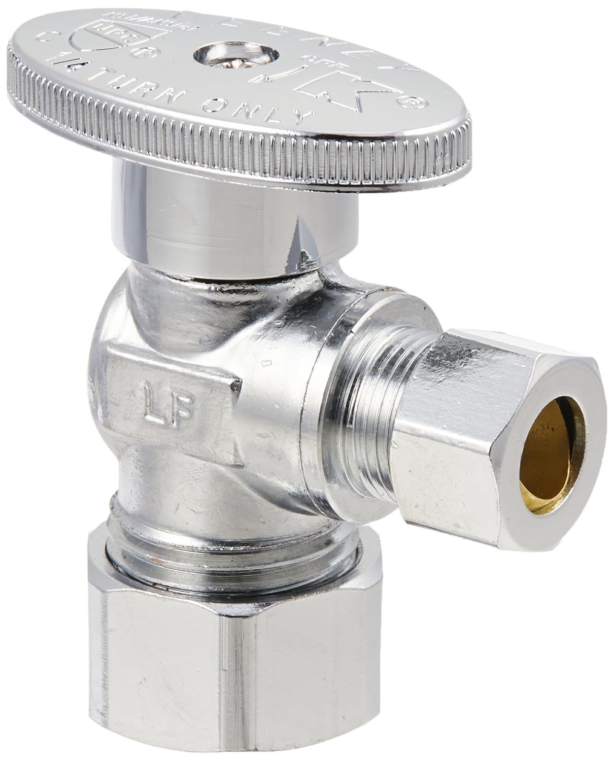 quarter angle valve 5/8 coarse thd inlet x 3/8od out lead fre