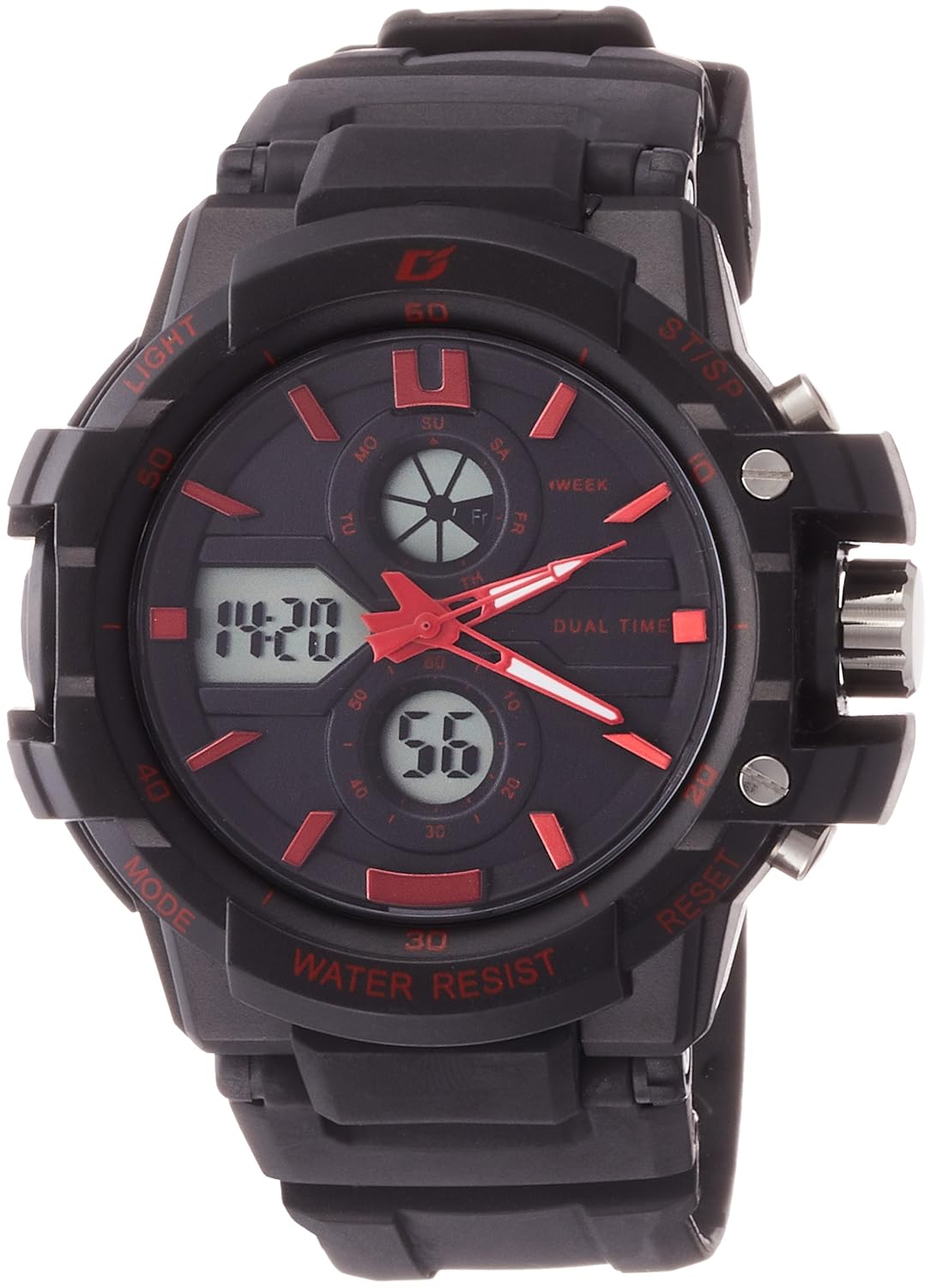 [alias]alias 手表 数字 dash 5个大气压防水 聚氨酯表带 红色 黑色