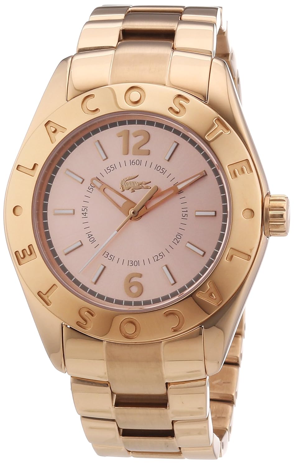 lacoste la biarritz 玫瑰金表盘玫瑰金不锈钢女式手表2000754