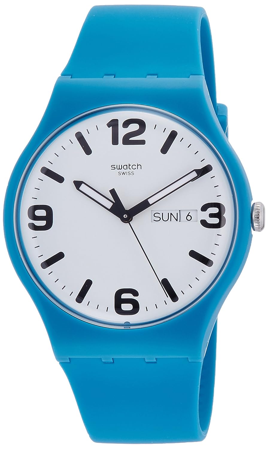 time to swatch costazzurra white dial blue silicone strap swiss