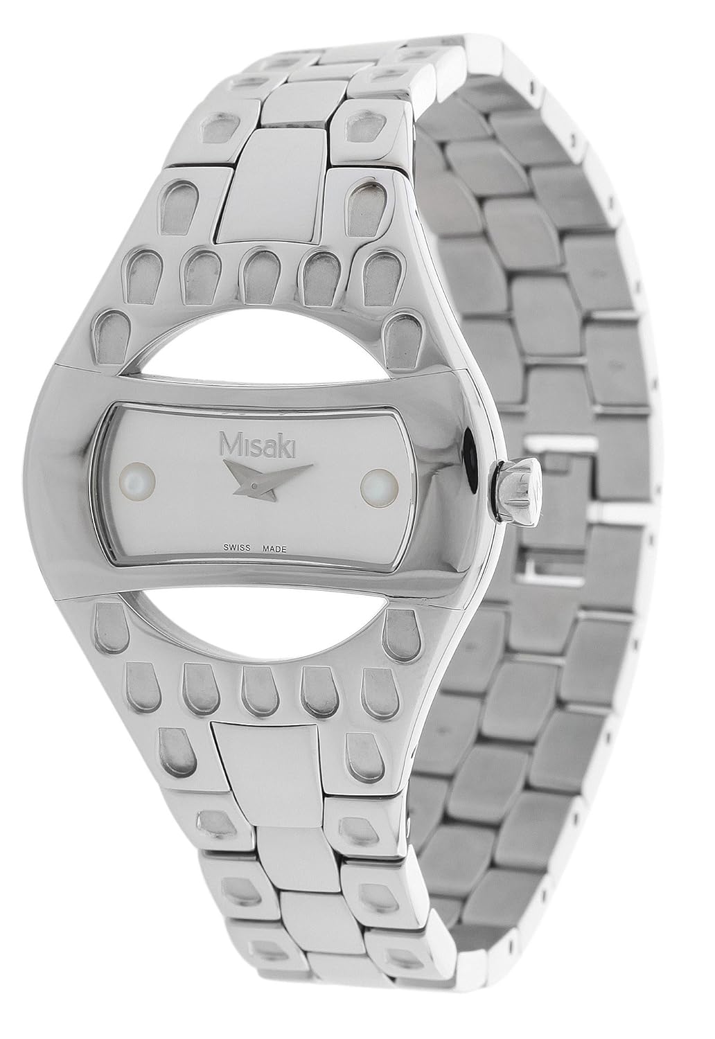 misaki 女式石英手表,黑色表盘模拟显示石英不锈钢 pwposeidon