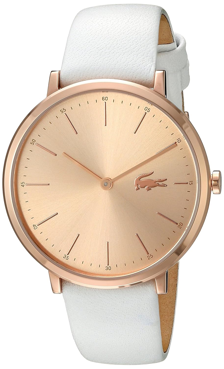 lacoste 鳄鱼 女式石英金和皮革休闲手表 颜色:白色(型号:2000949)