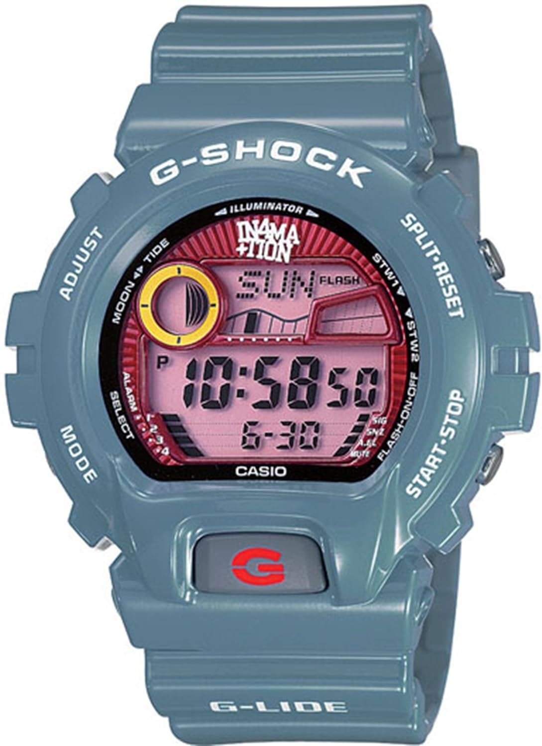 g - shock g-lide in4mation tide / 月亮阶段数码红色表盘男式手表