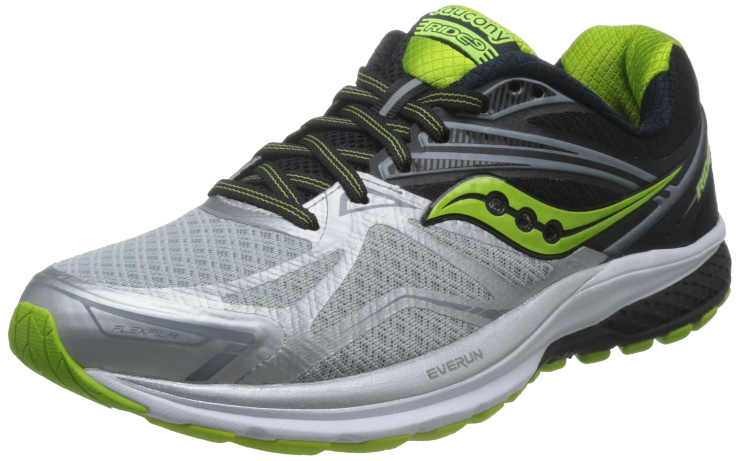 saucony 圣康尼 专业 男 跑步鞋ride 9 s2031861017a 银/黑/绿 44 (us