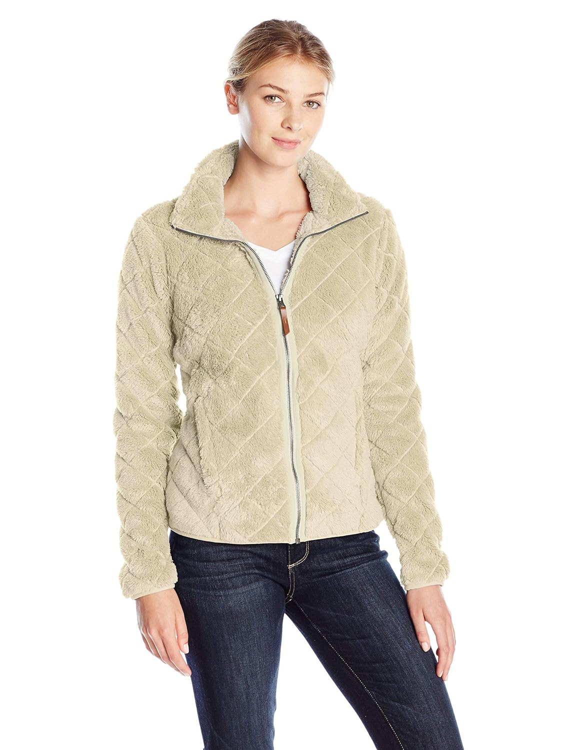 columbia womens fire side sherpa full zip fleece sweater, beige