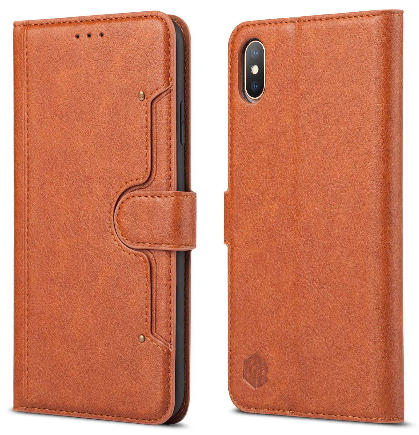 wenbelle iphone xs max 钱包手机壳,超薄合成皮革钱包手机壳信用卡