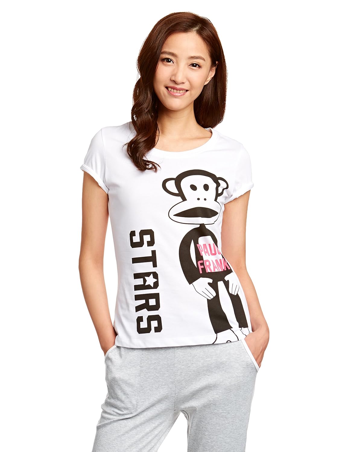 paul frank 大嘴猴 女式 短袖针织衫 pfate162718w 白色 m