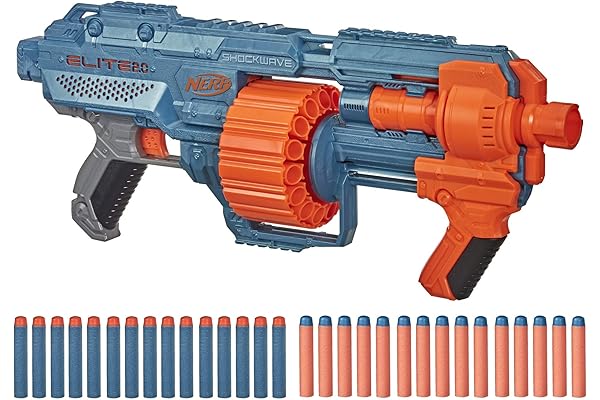 0 shockwave rd-15 冲击枪玩具,30个nerf飞镖,15镖旋转鼓,泵送动作