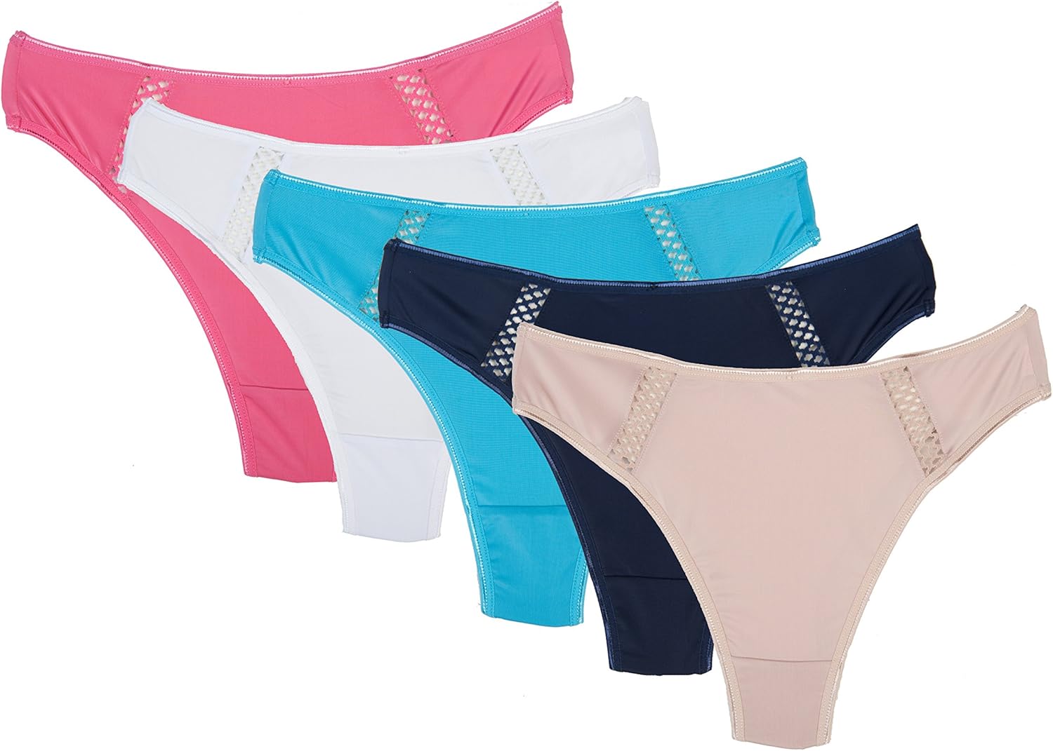 rufina #2003-5 件装 - 女士低胸比基尼丁字裤,内裤丝质柔软舒适内衣