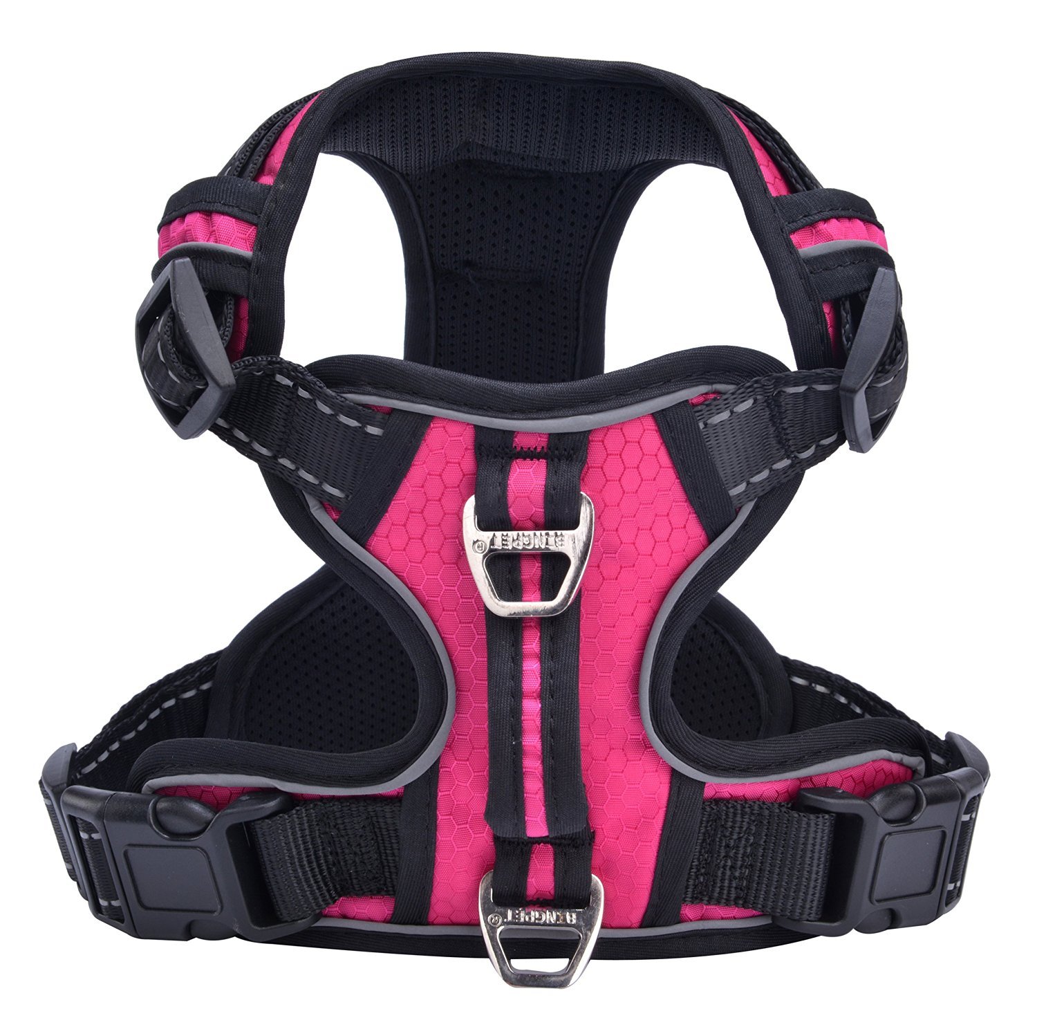 pupteck *佳防拉狗背带,带垂直手柄,可调节反光户外探险宠物背心 粉红